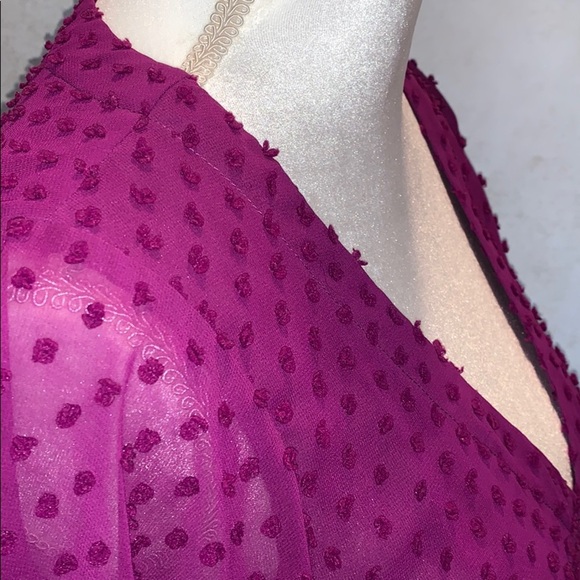 Purple Textured 3/4Flare Sleeve Blouse- Cool! - Picture 6 of 7